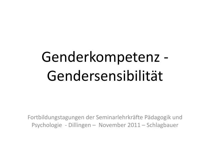 Ppt Genderkompetenz Gendersensibilit T Powerpoint Presentation