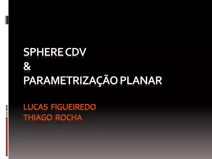 Ppt Sphere Cdv Parametriza O Planar Lucas Figueiredo Thiago Rocha