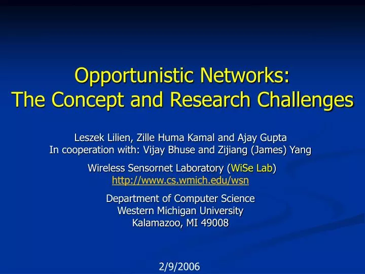 opportunistic networks the concept and research challenges