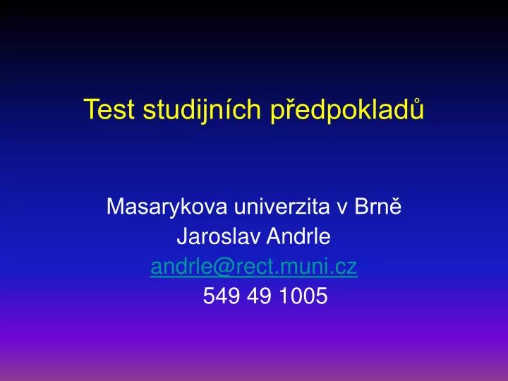 test studijn ch p edpoklad