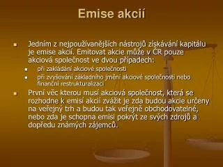 emise akci