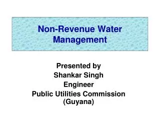 Non-Revenue Water Management