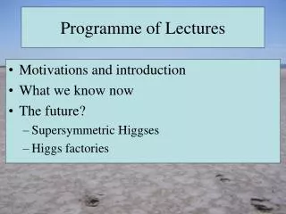 Programme of Lectures