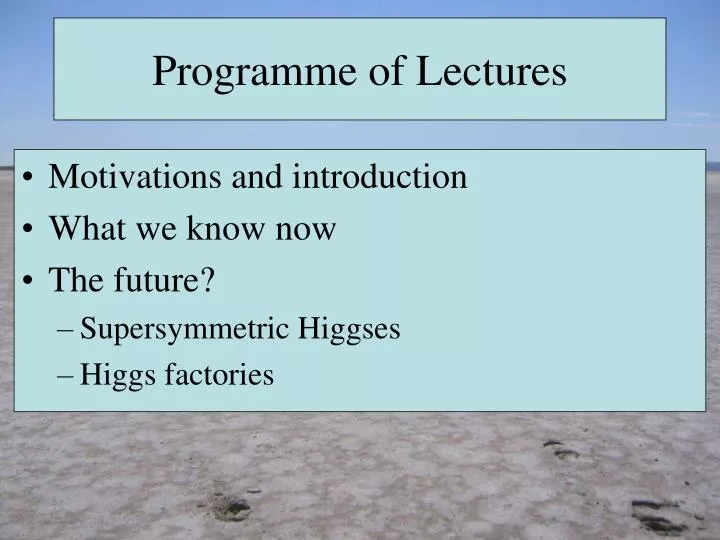 programme of lectures