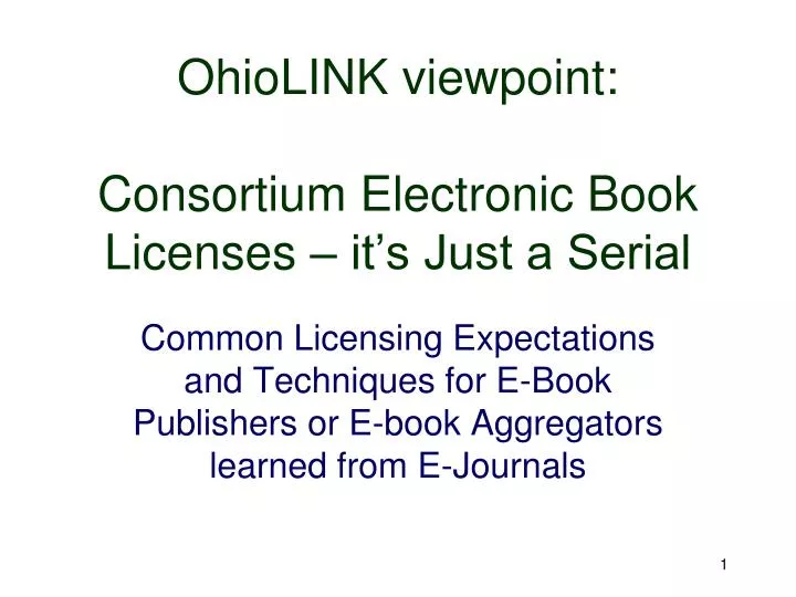 ohiolink viewpoint consortium electronic book licenses it s just a serial