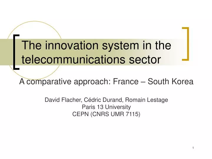 the innovation system in the telecommunications sector