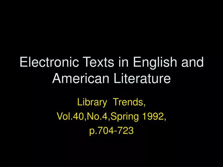 electronic texts in english and american literature