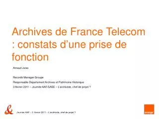 archives de france telecom constats d une prise de fonction