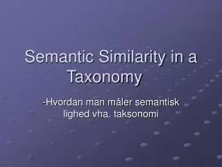 semantic similarity in a taxonomy