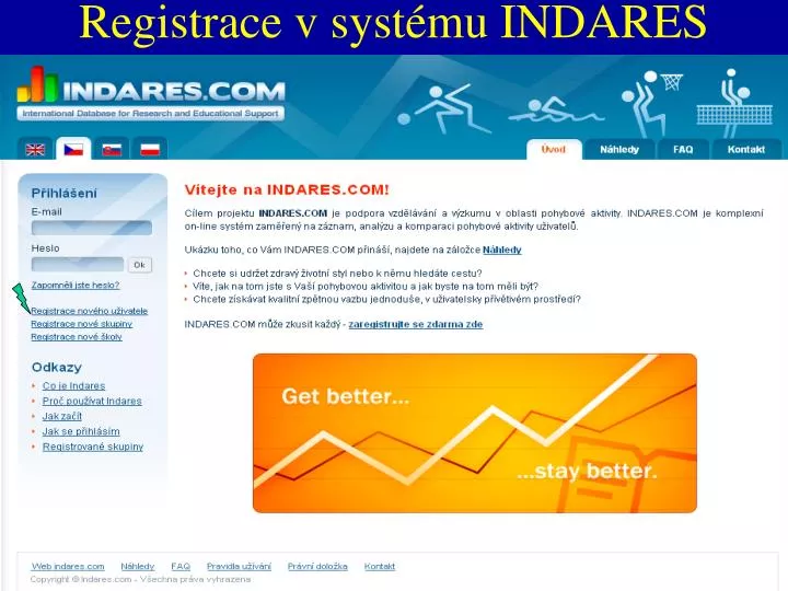 registrace v syst mu indares