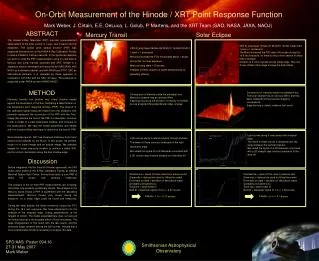 On-Orbit Measurement of the Hinode / XRT Point Response Function
