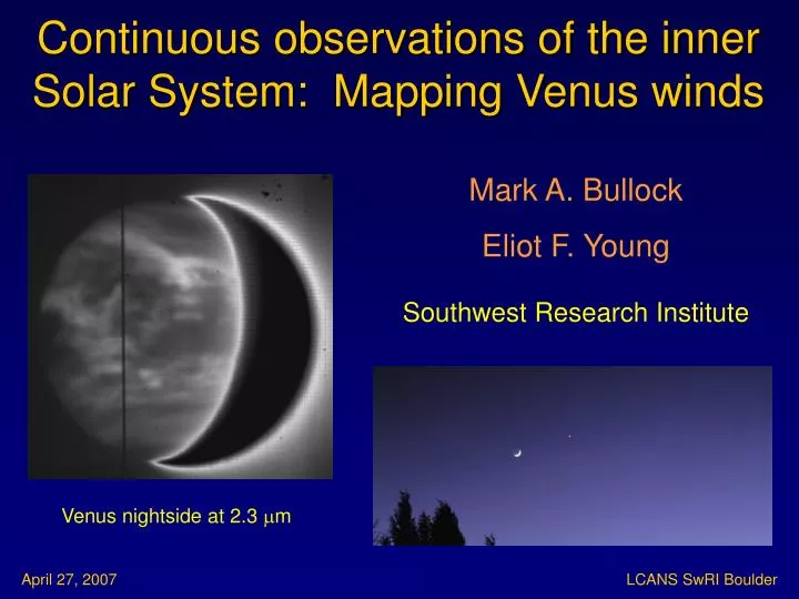 continuous observations of the inner solar system mapping venus winds