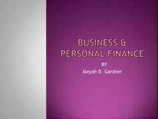 BUSINESS &amp; PERSONAL finance