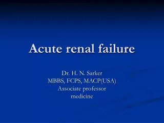 Acute renal failure