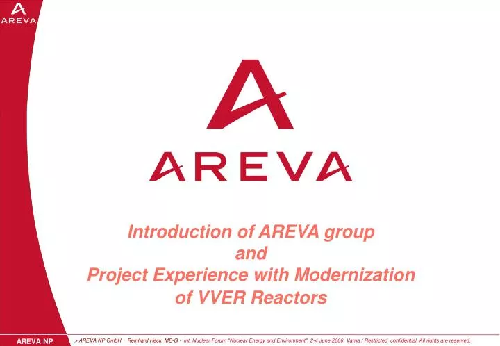 introduction of areva group and project experience with modernization of vver reactors