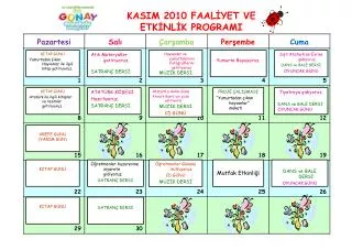 kasim 2010 faal yet ve etk nl k programi