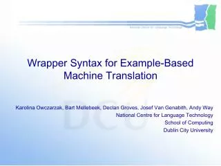 Wrapper Syntax for Example-Based Machine Translation