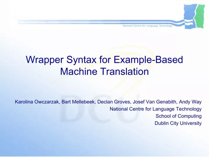 wrapper syntax for example based machine translation
