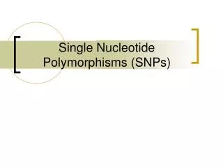 Single Nucleotide Polymorphisms (SNPs)