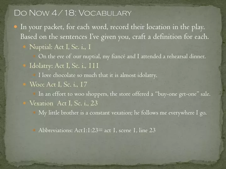 do now 4 18 vocabulary