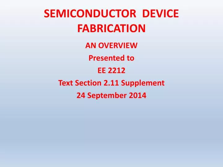 semiconductor device fabrication