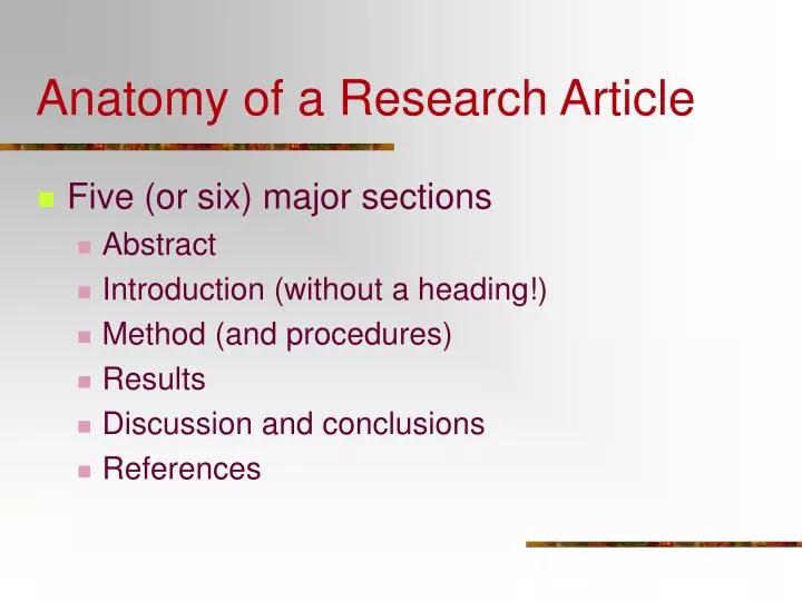 anatomy of a research article