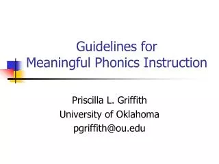 Guidelines for Meaningful Phonics Instruction