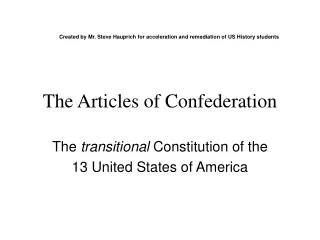 The Articles of Confederation