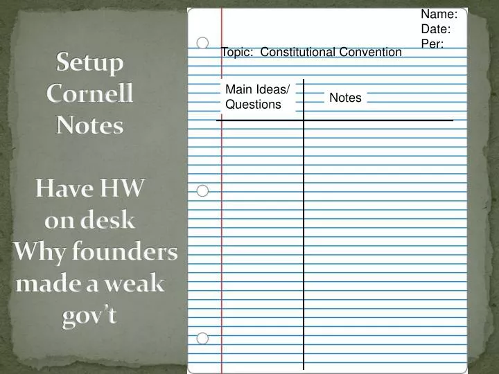setup cornell notes have hw on desk why founders made a weak gov t
