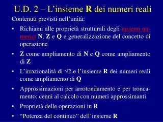u d 2 l insieme r dei numeri reali