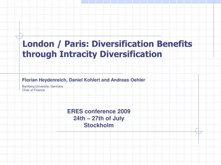 london paris diversification benefits through intracity diversification