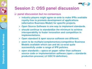 Session 2: OSS panel discussion