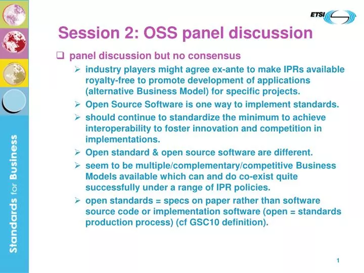 session 2 oss panel discussion