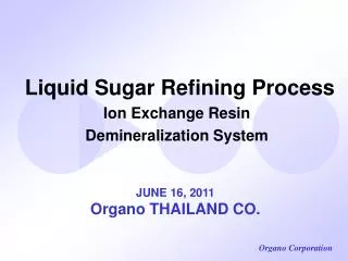 Liquid Sugar Refining Process Ion Exchange Resin Demineralization System