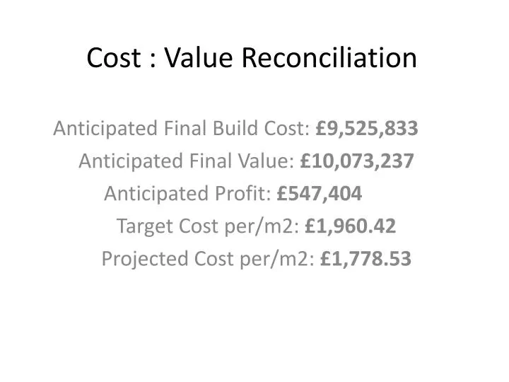 cost value reconciliation