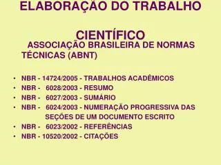 elabora o do trabalho cient fico
