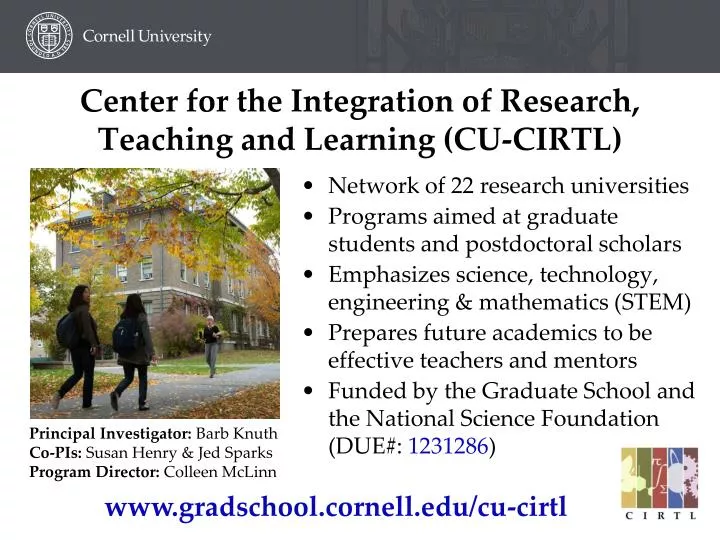 center for the integration of research teaching and learning cu cirtl