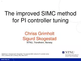 The improved SIMC method for PI controller tuning