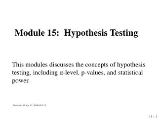 Module 15: Hypothesis Testing