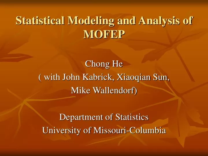 statistical modeling and analysis of mofep