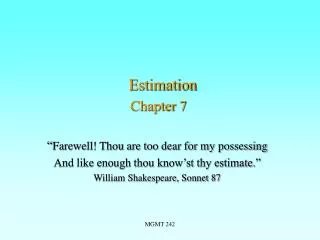 Estimation Chapter 7