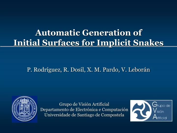 automatic generation of initial surfaces for implicit snakes