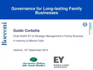 Guido Corbetta Chair AIdAF -EY of Strategic Management in Family Business