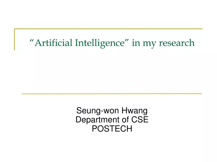 artificial intelligence in my research
