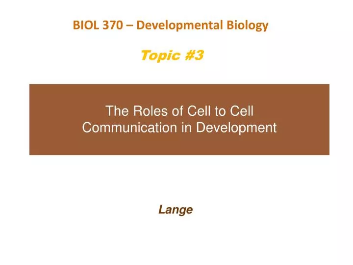 the roles of cell to cell communication in development