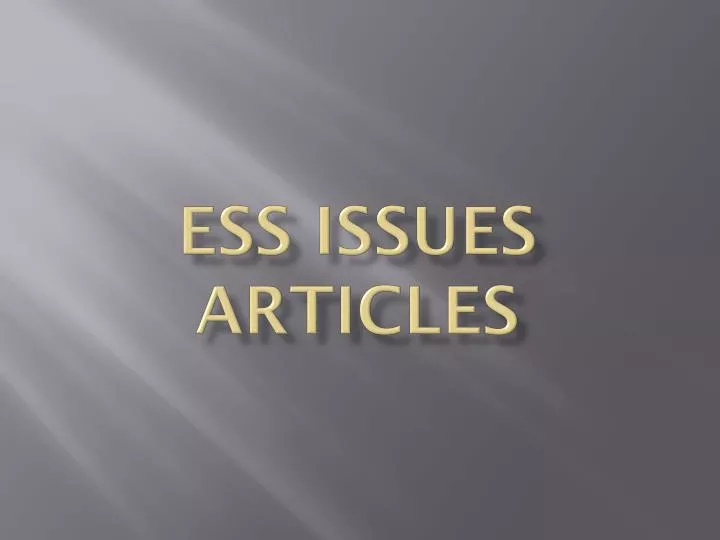 ess issues articles