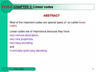 CHAPTER 2 : Linear codes