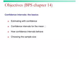 Objectives (BPS chapter 14)