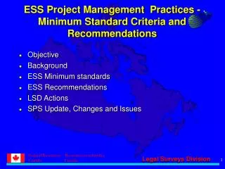 ESS Project Management Practices - Minimum Standard Criteria and Recommendations