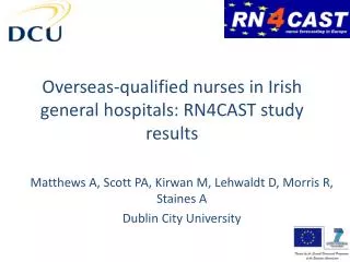 Overseas-qualified nurses in Irish general hospitals: RN4CAST study results